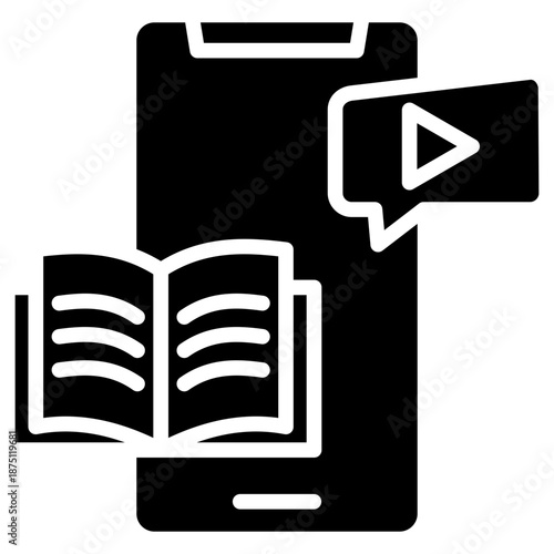 Mobile Learning glyph icon