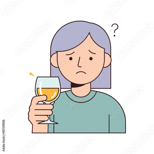 Young woman with sad expression holding glass of alcohol  