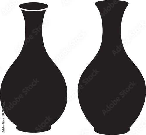 Pair of vases decorative silhouette isolated design