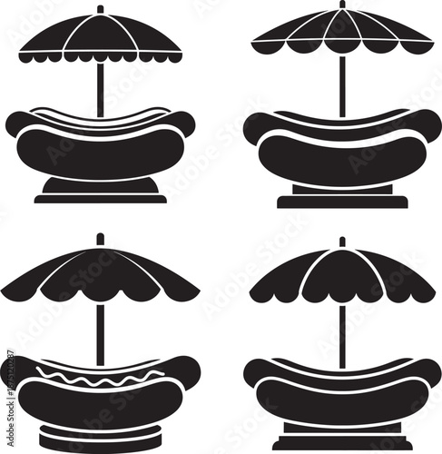 Silhouette hotdog stand vector design isolated art