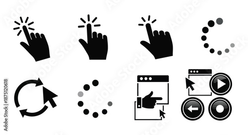 Computer mouse and hand cursor icons for user interface design