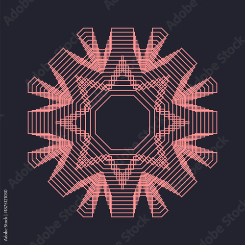 Symmetrical composition of geometric shapes. Abstract element for design. Vector illustration in a flat style.