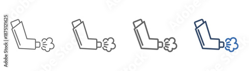 
outline icon set asthma with cough inhaler design