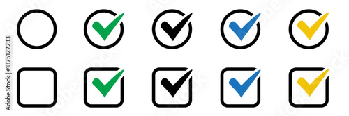 Checkbox Icon Set with Checked and Unchecked States for User Interface
