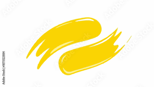 Two vibrant yellow brush strokes, one above the other, creating a dynamic visual