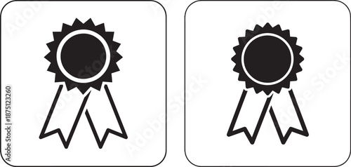 Award ribbon silhouette isolated on white background