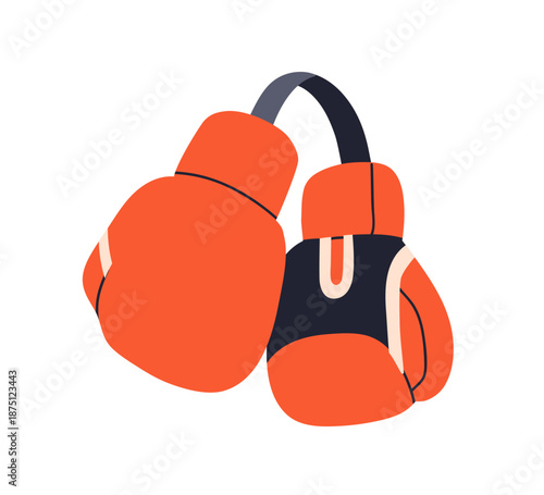 Boxing gloves pair. Padded protective gear for fighting. Box equipment for ha...