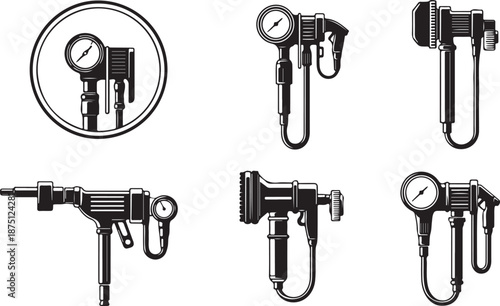 Air pressure gauge and spray gun tools equipment