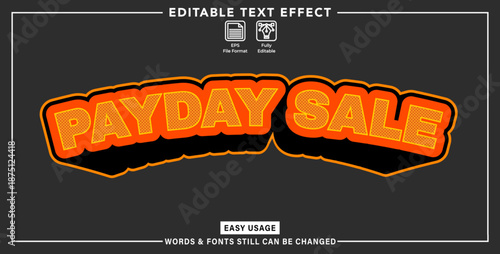 Editable text effect payday sale orange style