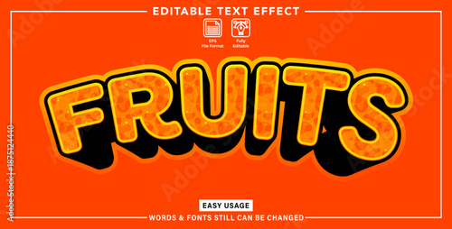 Editable text effect fruits orange style