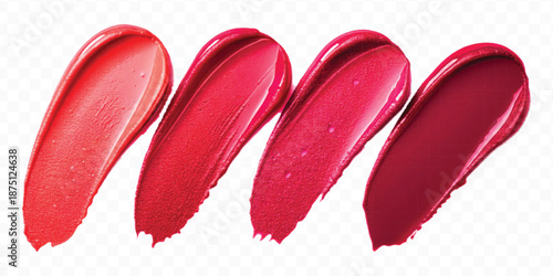 realistic 3d smooth glossy lipstick or paint swatch smear smudge in different color style isolated on transparent background