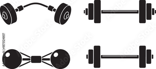 Black headphones and dumbbells fitness exercise