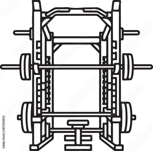 Black line of a squat rack weights gym equipment