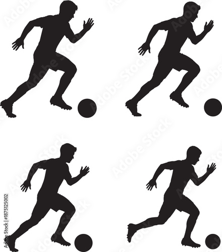 Soccer player running with ball silhouette illustration