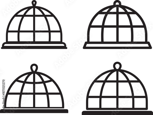 Four birdcages isolated on white vector silhouette