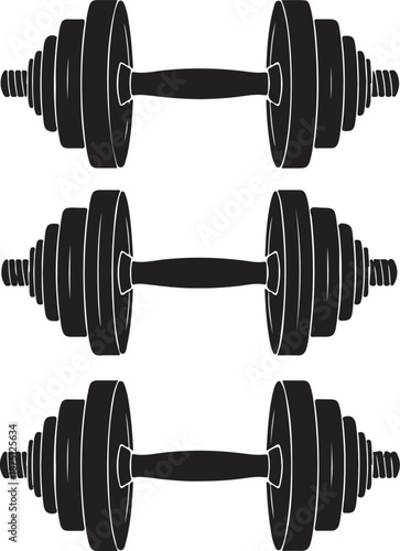 Multiple dumbbells side by side weight fitness
