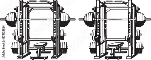 Squat rack with weights equipment