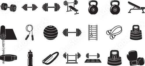 Various fitness and gym equipment fitness gym equipment workout tools