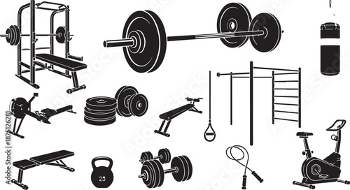 Various Gym Equipment and Tools fitness exercise