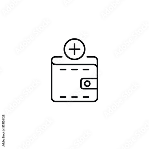 Wallet upgrade, card addition, payment boost. Money increase. Pixel perfect, editable stroke vector icon