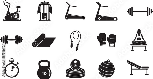 Various gym equipment fitness workout