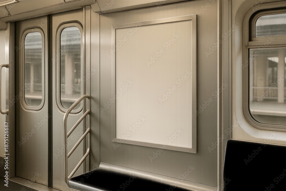 Fototapeta premium Empty subway interior with poster