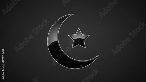 Crescent moon with star symbol on dark background illustration