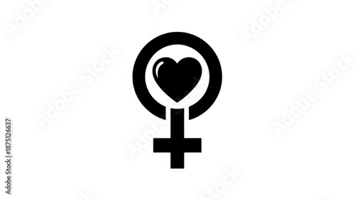 Female symbol with heart icon representing love and femininity in a simple illustration
