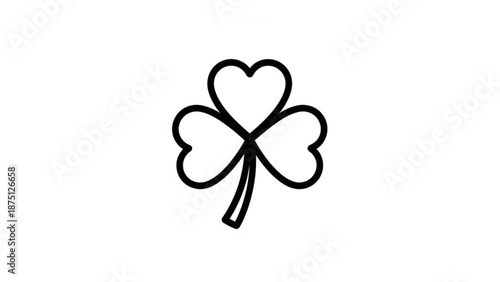 Simple black and white illustration of a four-leaf clover on a plain white background