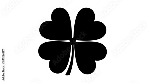 Simple black four-leaf clover illustration on a white background viewed from directly above