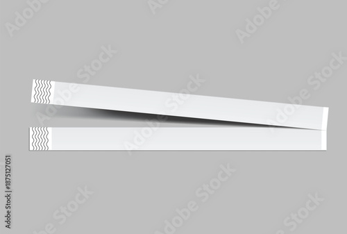 Blank white paper wristbands mockups isolated on background. Empty event wrist bands paper event bracelet design for festival access, admission control, hand entrance event, wristlet, concert armlet