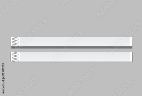 Blank white paper wristbands mockups isolated on background. Empty event wrist bands paper event bracelet design for festival access, admission control, hand entrance event, wristlet, concert armlet