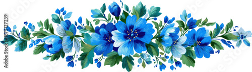 Elongated blue floral decoration