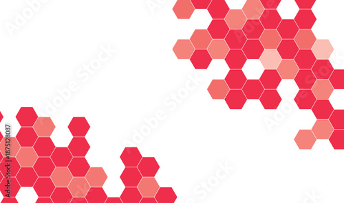 Vibrant Red Hexagon Mosaic Seamless Pattern Modern Geometric Honeycomb Cluster Coral Gradient Abstract Background.