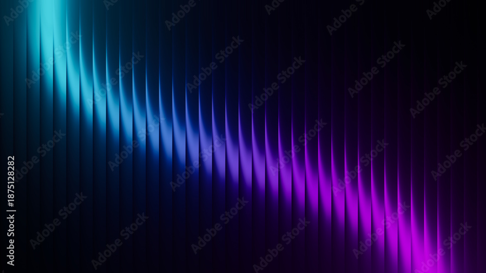 Fototapeta premium Abstract digital wave pattern with vibrant blue and purple gradient on dark background, showcasing futuristic design and dynamic motion, perfect for modern technology and artistic concepts