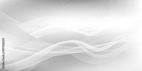 Minimal abstract wave background in white tones with smooth curved lines and light gradient for corporate branding, business presentation and clean website design