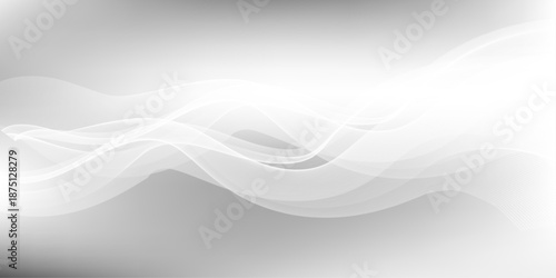 Abstract white wave background with flowing curved lines and minimal gradient for modern business presentation, corporate branding and website header design