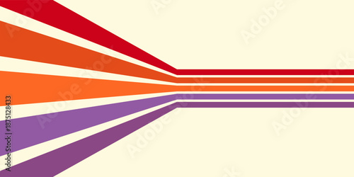 Abstract colorful 70s background vector. Vintage retro wallpaper with rainbow stripes and wavy lines. A 1970 color illustration suitable for posters, banners, decorative items and wall art.