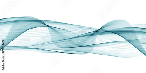 Blue abstract wave lines with smooth flowing motion on white background for professional business presentations, corporate branding, modern website headers and clean design layouts
