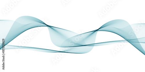 Blue abstract wave lines with smooth flowing motion on white background for professional business presentations, corporate branding, modern website headers and clean design layouts
