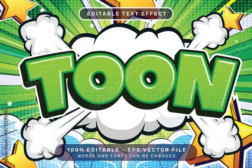 TOON 3d text effect and editable text effect with a retro background and illustrations