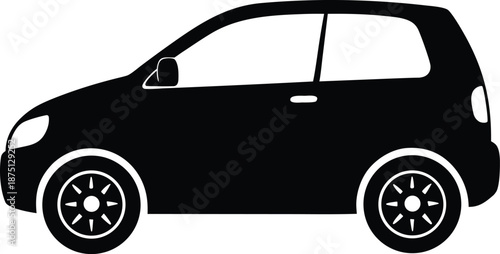 Black and White Hatchback Car Vector Illustration
