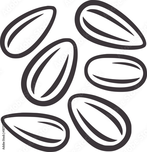 Minimalist black and line of scattered sunflower seeds