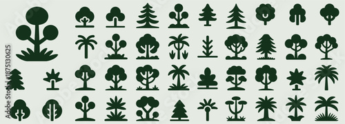 International Day of Forests Nature Conservation Green Ecology Icon Set