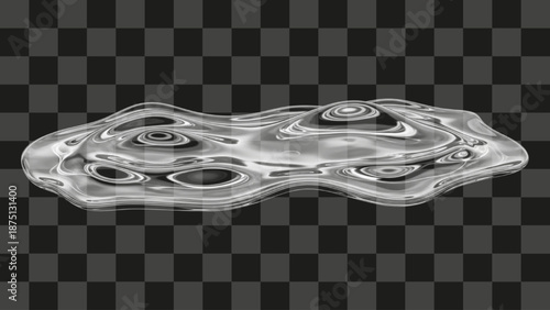 Liquid Metal Organic Fluid Mass Wavy Polished Surface Distorted Chrome Reflection Isolated Graphic