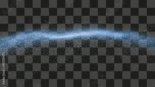 Particle Stream flowing wave of glowing dust particles spreading blue glitter effect on transparent background