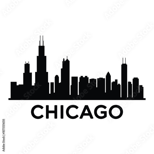 chicago city skyline silhouette with building outlines