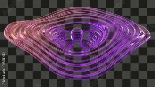 Glass Structure Flowing Wavy Composition Glossy Iridescent Gradient Form Isolated Object