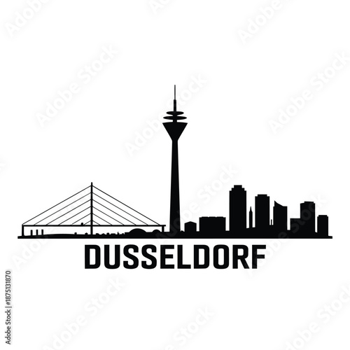 dusseldorf city skyline with tower and bridge