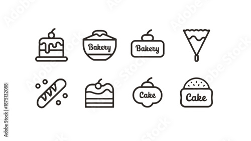 A colorful illustration of various sweet treats and bakery icons